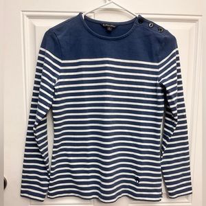 Brooks Brothers Modal Mariner White/Blue Stripes Long Sleeve Shirt Size …